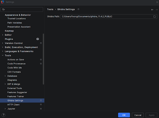 Ghidra Settings